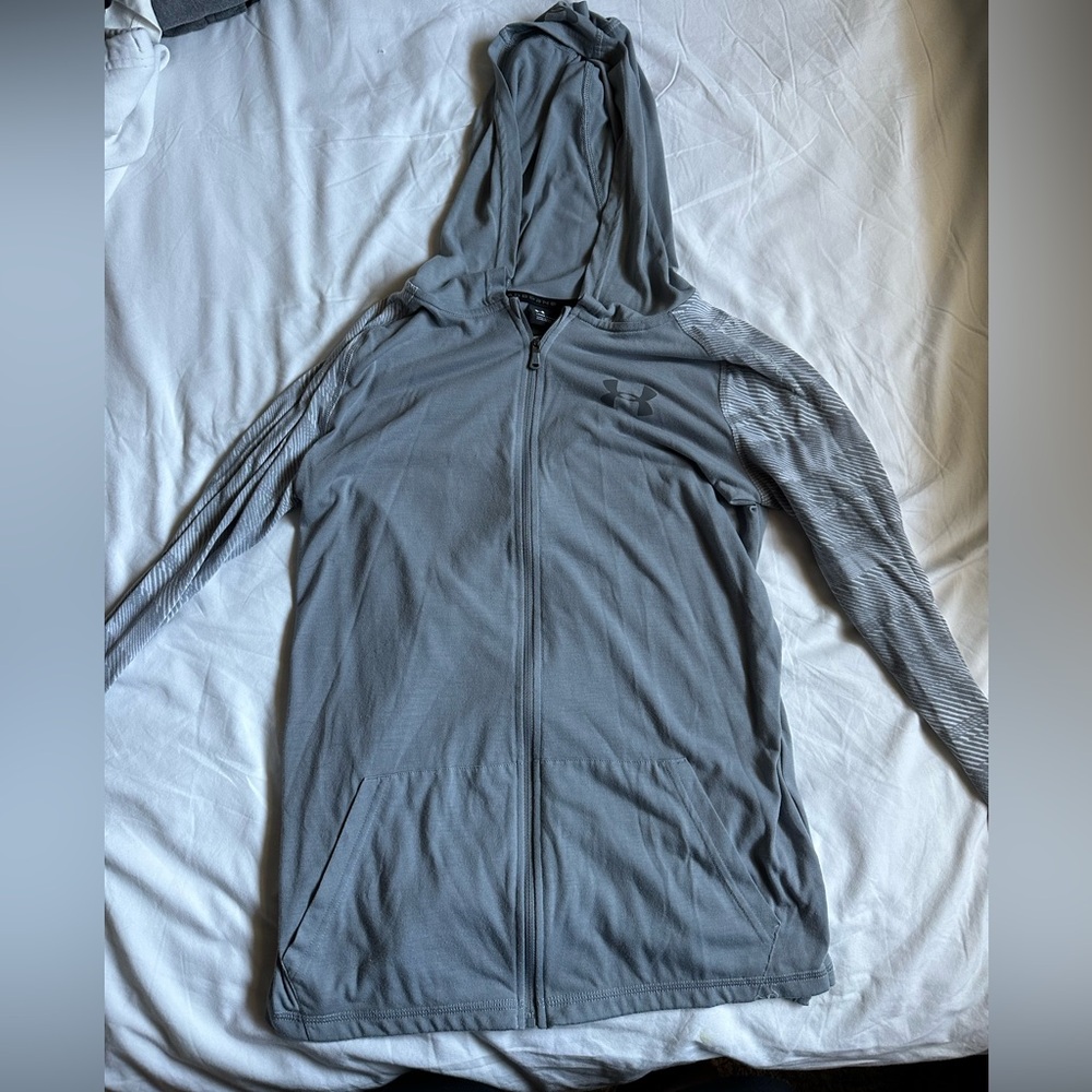 gray under armour compression zip up